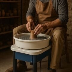 Homcera Direct Drive Çömlekçi Tornası 450W  – 32 cm Turnet, 320 RPM, Manyetik Su Geçirmez Pedallı Profesyonel Seramik Tornası (40 kg Kapasiteli)